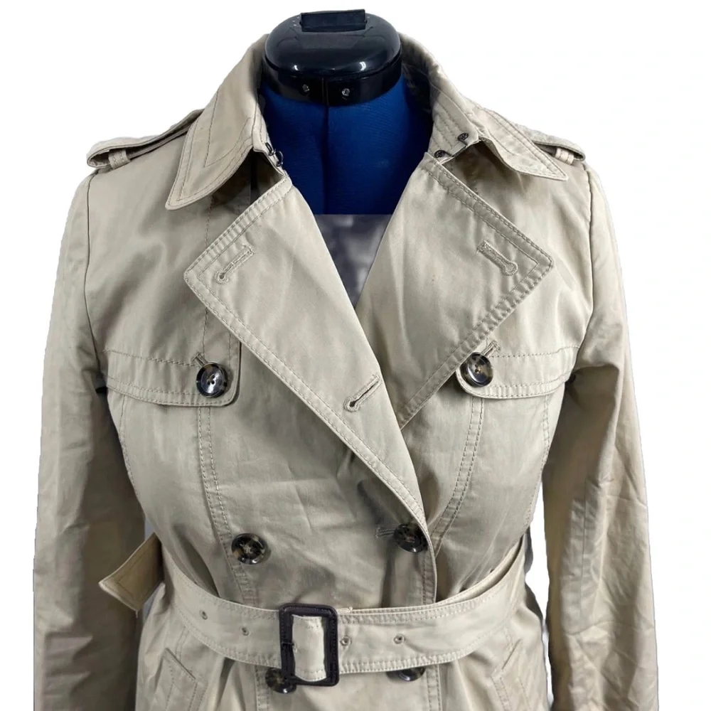 Trench Coat Classic Banana Republic Limonta Women's Sz SP Small Khaki 100 Cotton